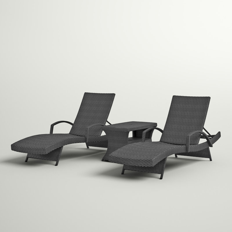 Sol 72 Outdoor™ Rebello All Weather Wicker Chaise Lounge Set with Table